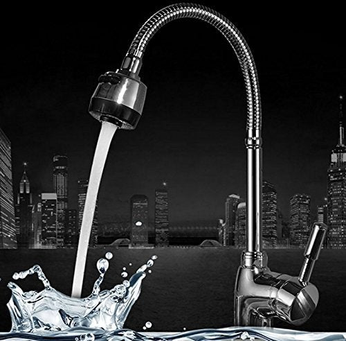 Aleación de Zinc Caño Giratorio Grifo de Fregadero de Cocina Mezclador con Mango Solo Faucet de Agua Frío y Caliente