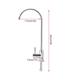 1/4" Grifo de fregadero de cocina, Grifo de cuello de ganso de acero inoxidable, mango Singel y rotación de 360 °