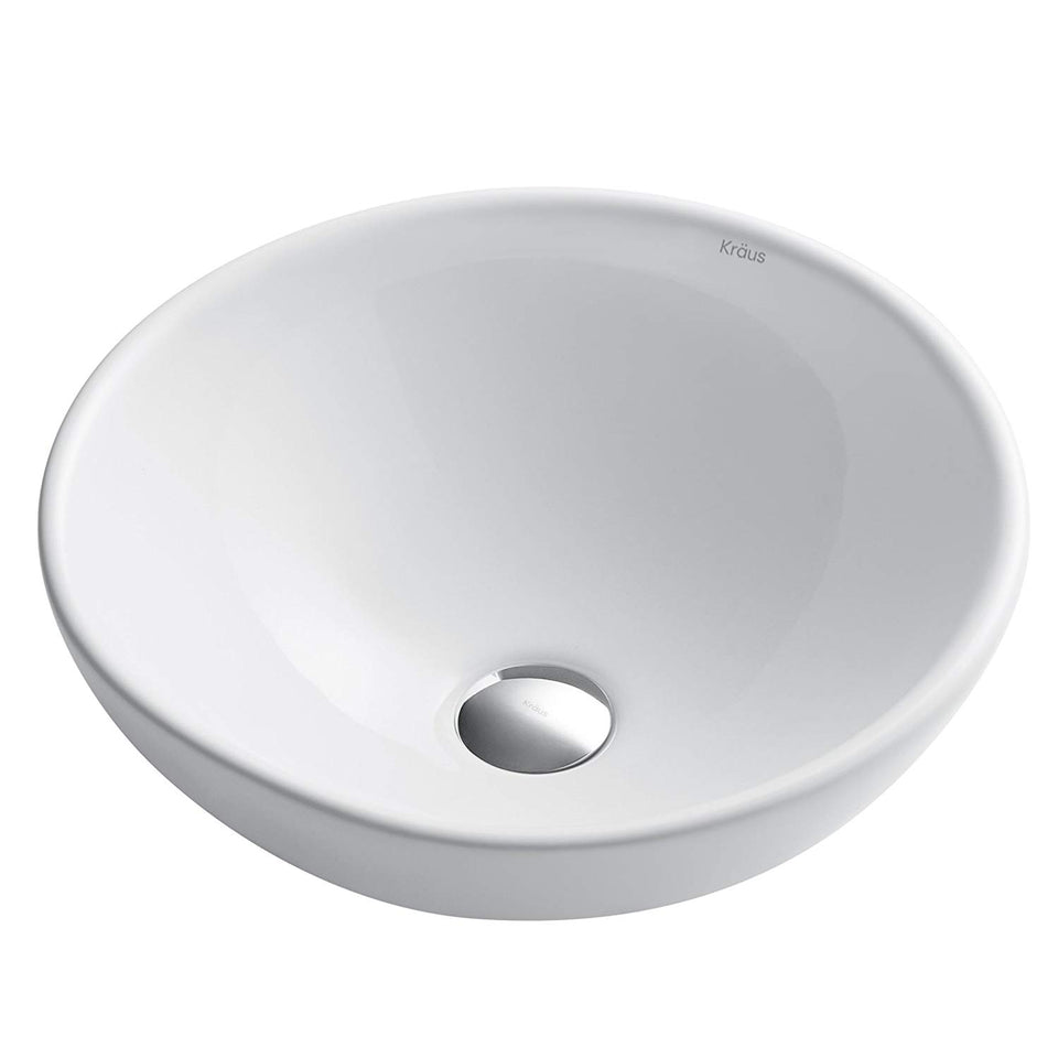 Kraus kcv-141 blanco redondos de cerámica lavabo de baño