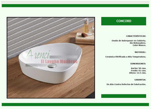 ARENCI OVALIN CERAMICA CONCORD BLANCO