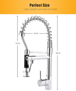 SKM Pull-down Spray Giratorio Grifo Cocina Válvula Mezcladora con Manguera Flexible, Grifo de Mezcla de Agua Caliente y Fría (Plateado)