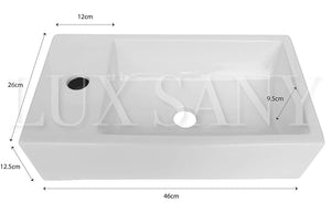 LUX SANY LAVABO CERÁMICO PEQUEÑO DE SOBREPONER COLOR BLANCO, T146