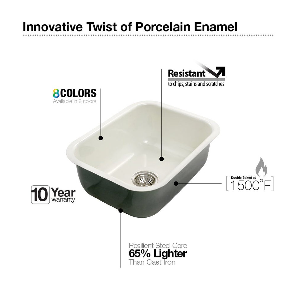 Houzer pcs-2500 wh Porcela Series acero esmaltado de porcelana Undermount solo tazón fregadero de cocina, color blanco