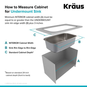 Kraus KBU14 31 1/2 inch Undermount Single Bowl 16 gauge Stainless Steel Kitchen Sink