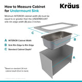 Kraus KBU14 31 1/2 inch Undermount Single Bowl 16 gauge Stainless Steel Kitchen Sink