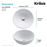 Kraus kcv-141 blanco redondos de cerámica lavabo de baño
