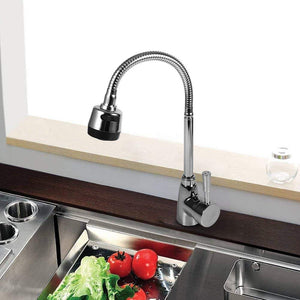 Aleación de Zinc Caño Giratorio Grifo de Fregadero de Cocina Mezclador con Mango Solo Faucet de Agua Frío y Caliente