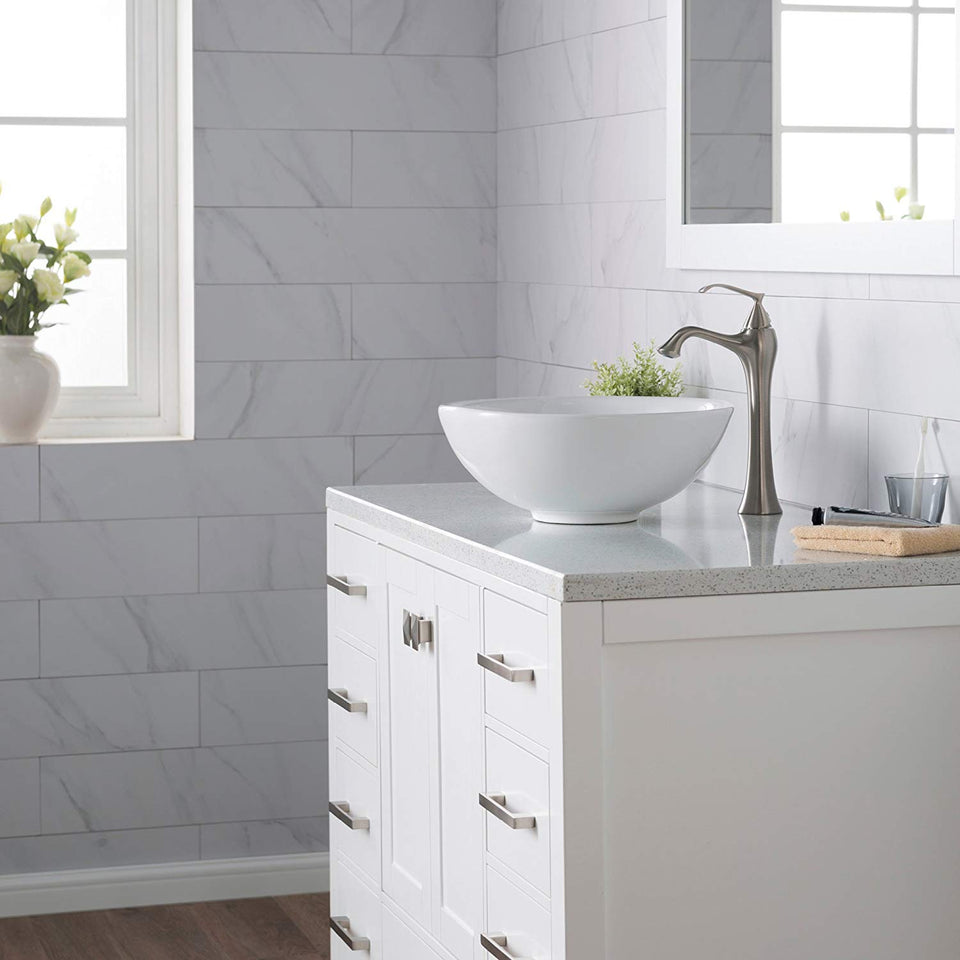 Kraus kcv-141 blanco redondos de cerámica lavabo de baño