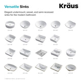 Kraus kcv-141 blanco redondos de cerámica lavabo de baño