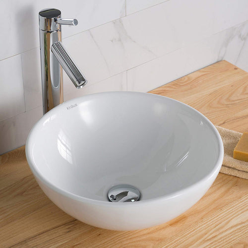 Kraus kcv-141 blanco redondos de cerámica lavabo de baño