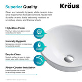Kraus kcv-141 blanco redondos de cerámica lavabo de baño