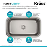 Kraus KBU14 31 1/2 inch Undermount Single Bowl 16 gauge Stainless Steel Kitchen Sink